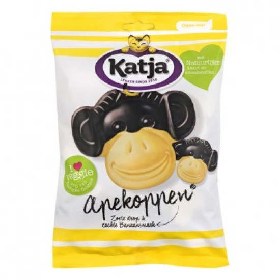 Dutch Monkey Shaped Banana and Liquorice Sweets - Katja Apekoppen (125g)